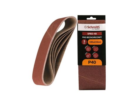Pas bezkońcowy taśma papier ścierny P40 100x610mm 5szt Schmith