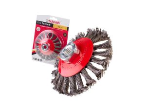 Szczotka druciana tarczkowa boczna splatana M14 100mm Schmith