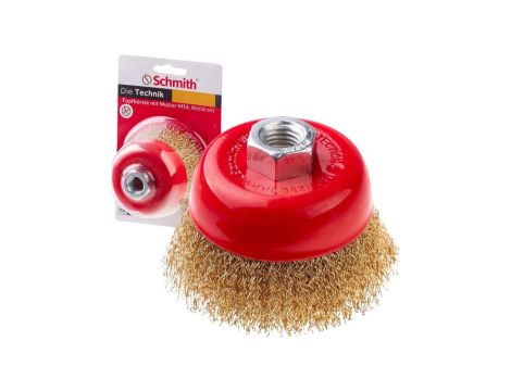 Szczotka druciana doczołowa drut falowany M14 100mm Schmith