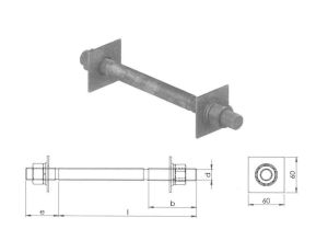 Śruba dwustronna M20, L=280 mm do mocowania haków nakrętkowych oraz do zbliźniaczenia żerdzi ŻN (S3022CP)