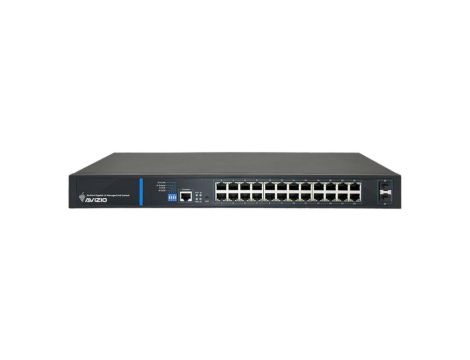 Zarządzalny przełącznik L2 (switch) 24 porty RJ45 PoE+ 1Gb/s + 2 porty SFP Uplink 1Gb/s + 1 port konsolowy RJ45 AVIZIO
