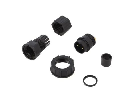 DC-02BFMB-SL7001 Złącze okrągłe wtyk rozmiar D męski 2PIN złocony 20A IP67