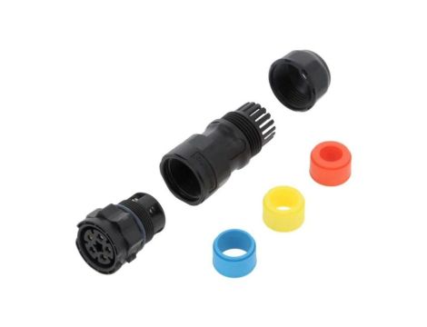 DC-05BMFB-QL8APP Złącze okrągłe wtyk na przewód 5PIN żeński ze stykami IP68