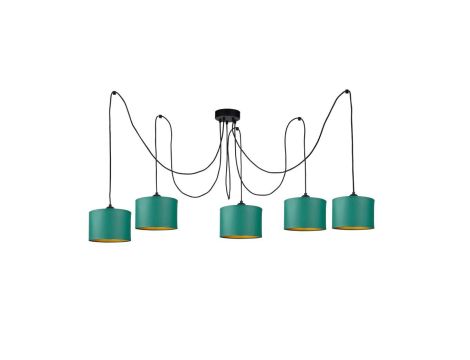 Lampa wisząca nowoczesna abażur 5xE27 FLOW GREEN LONG
