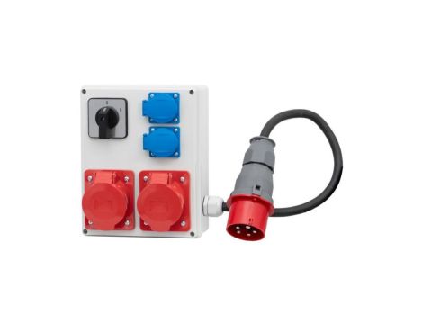 Rozdzielnica R-240 - gniazda 16A 5p, 32A 5p, 2x230V, przewód OW 5x2,5 - 1,5m, 0/1