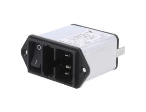 DD12.6111.111Złącze zasilające AC gniazdo męskie 6A 250VAC 0,8mH Cx: 100nF