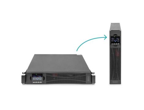 Zasilacz awaryjny UPS Online Rack 19 LCD 1000VA/1000W 2x12V/9Ah 8xC13 1xC14 USB RS232 RJ45 Głębokość 325mm DN-170093