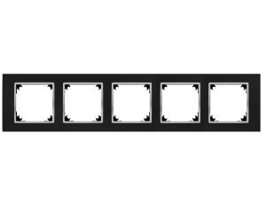SANTRA ramka pięciokrotna IP20 czarny/chrom 4175-46