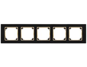 SANTRA ramka pięciokrotna IP20 czarny/złoty 4175-47