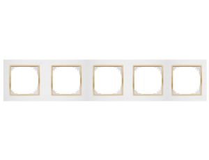 SANTRA ramka pięciokrotna IP20 biały/złoty 4175-27