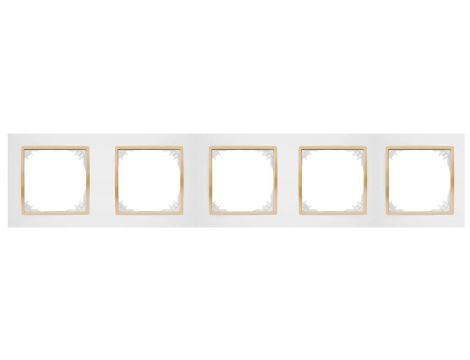 SANTRA ramka pięciokrotna IP20 biały/złoty 4175-27