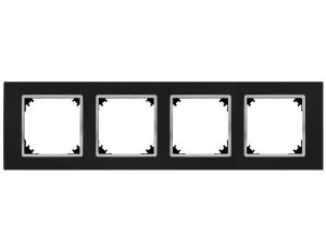 SANTRA ramka czterokrotna IP20 czarny/chrom 4174-46
