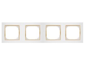 SANTRA ramka czterokrotna IP20 biały/złoty 4174-27