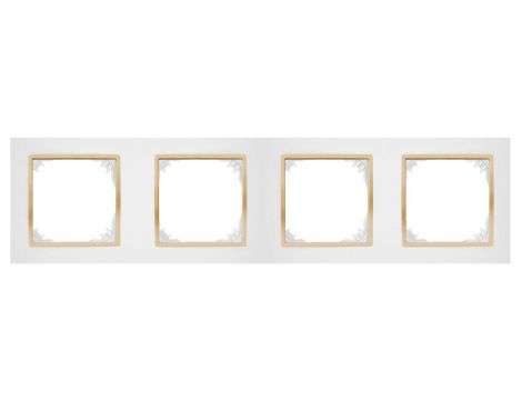 SANTRA ramka czterokrotna IP20 biały/złoty 4174-27