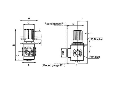 Reduktor ciśnienia powietrza G 1/4 GW do 10 bar, regulacja 1,5-9 bar