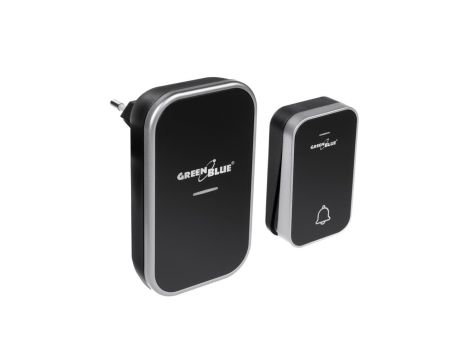 Dzwonek bezprzewodowy bezbateryjny kinetyczny GreenBlue, 38 melodii, czarny, zasięg do 200m, IP44, GB157 B