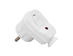 Wtyczka przenośna kątowa z wyłącznikiem, z podświetleniem IP20 250V 16 A biała 24519