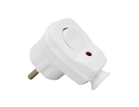 Wtyczka przenośna kątowa z wyłącznikiem, z podświetleniem IP20 250V 16 A biała 24519