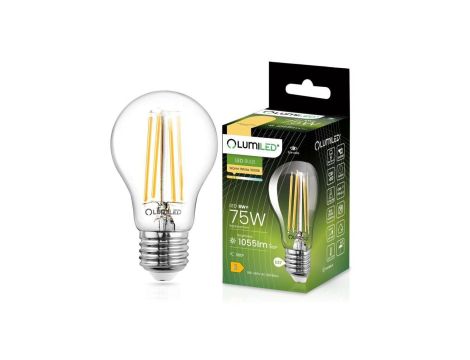 Żarówka LED E27 A60 8W = 75W 1055lm 3000K Ciepła 360 Filament LUMILED