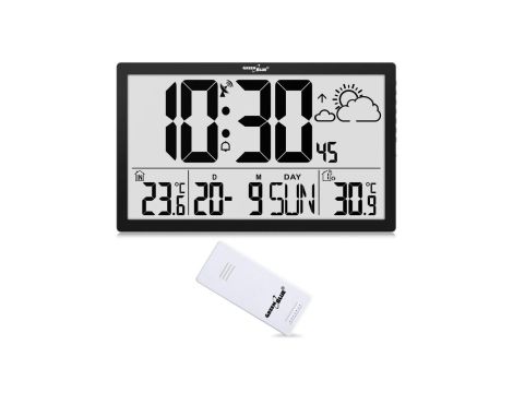 Zegar ścienny LCD bardzo duży GreenBlue, temperatura, data, GB218