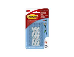 Przezroczyste haczyki dekoracyjne do wieszania ozdób (20szt haczyków + 24szt mini pasków) 3M COMMAND