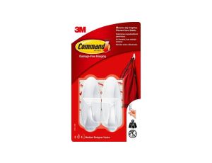 Haczyki średnie wielokrotnego użytku 2szt + 4szt średnie paski mocujące 1,3kg 3M COMMAND