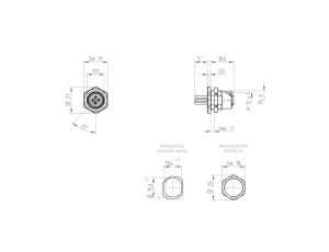 RKH 4/1 M gniazdo proste M12, 4P z kablem 1m