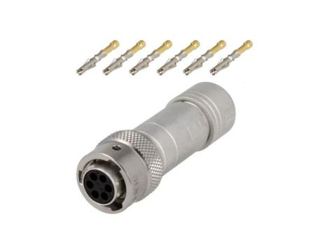 RT0W6106SNH-K Złącze okrągłe wtyk na przewód 6PIN żeński zaciskanie IP67