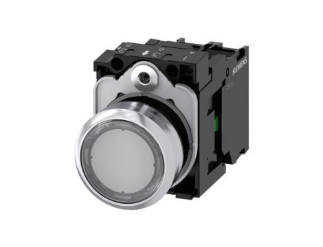 Podświetlany przycisk, 22 mm okrągły metalowy płaski chwilowy typ styku z uchwytem 3SU1152-0AB70-1BA0