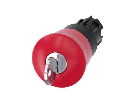 Przycisk bezpieczeństwa 22mm z zamkiem Ronis nr 455 tworzywo czerwony 40mm 2 klucze IP69k SIRIUS ACT 3SU1000-1HF20-0AA0