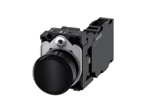 Przycisk, 22 mm, okrągły, plastikowy, czarny, przycisk, płaski, zestyk chwilowy, z uchwytem 1 NO + 1 NC 3SU1100-0AB10-1FA0