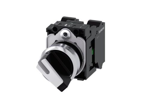 Przełącznik krótkie pióro 2-poz bistabilny czarny/biały styk 1Z+1R przył sprężynowe 22mm metal SIRIUS ACT 3SU1150-2BF60-3MA0