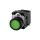 Przycisk okrągły podświetlany, 22 mm, plastik, zielony, przycisk, płaski, ze stykiem chwilowym, z uchwytem, 3SU1102-0AB40-3BA0