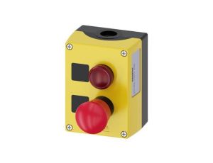 Kaseta żółta z przyciskiem bezpieczeństwa 2R 1Z oraz LED czerwony 24V AC-DC IP69k SIRIUS ACT 3SU1802-0NB00-2AB2