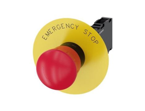 Przycisk bezpieczeństwa kpl 22mm tworzywo czerwony 1R 1Z przez obrót etykieta Emergency Stop IP69k SIRIUS ACT 3SU1100-1HB20-1FG0
