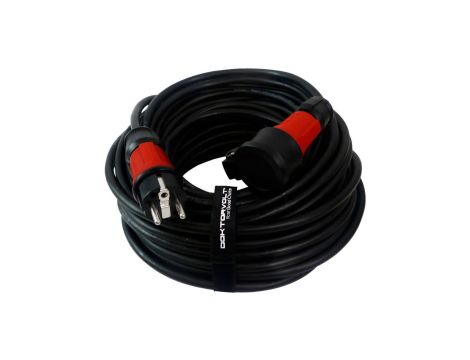 Przedłużacz elektryczny Kabel zasilający budowlany gumowy OnPD 3x1,5mm2 (wtyk / gniazdo z klapką) 16A IP44 czarny 25m Doktorvolt