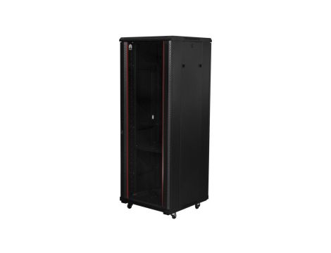 Szafa stojąca RACK 19 42U 600x1000mm drzwi szklane czarna NEKU FLR + wyposażenie