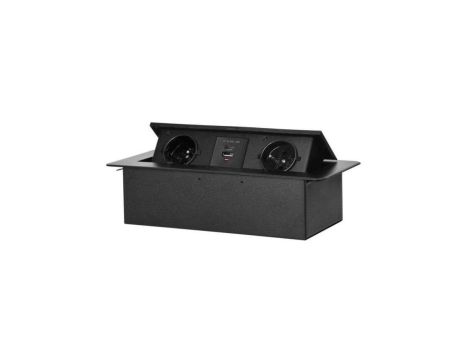 Gniazdo wpuszczane w blat 2x 230V 2P+Z + ładowarka USB 5V/3.6A + UCB C 18W czarne