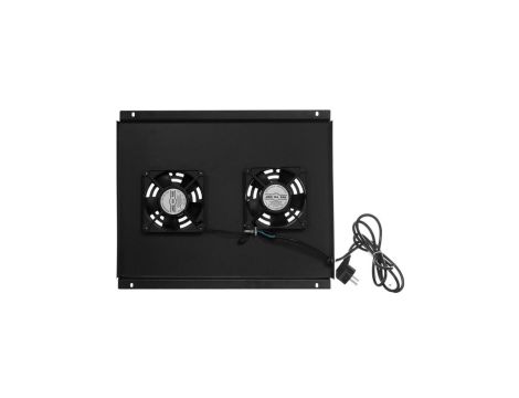 Panel 2x wentylator RACK 19 do szaf 600x600 podsufitowy czarny 420x345mm NEKU FLR