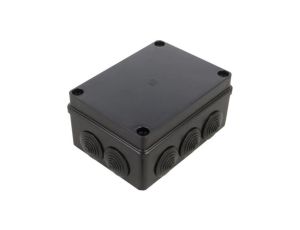 Skrzynka hermetyczna IP65 Puszka instalacyjna 150x110x75mm bezhalogenowa czarna z dławikami PG21 S-BOX 306c