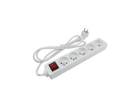 Przedłużacz 5 gniaz. 1.5m z/u z wyłącznikiem BIAŁY