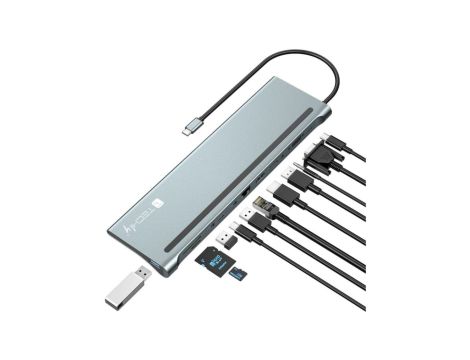 Stacja dokująca USB-C na HDMI/DP/VGA/USB-A/RJ45/SD/USB-C PD IUSB31C-DOCK12DPHD