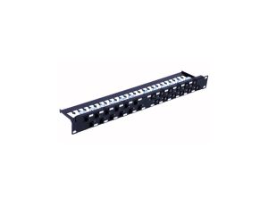Patch panel 24x Keystone RJ45 Cat6a UTP, 1U, porty ukośne I-PP 24-RU-C6ATSL