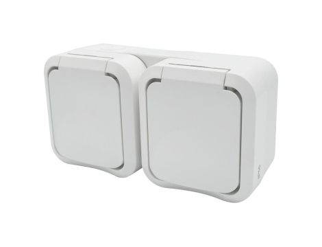 Gniazdo z uziemieniem podwójne natynkowe Aqua Pro IP55 białe 60225
