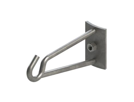 Hak dystansowy do zawieszenia elementów osprzętu na słupach okrągłych, przystosowany do mocowania taśmą, d=20mm (S3027T)