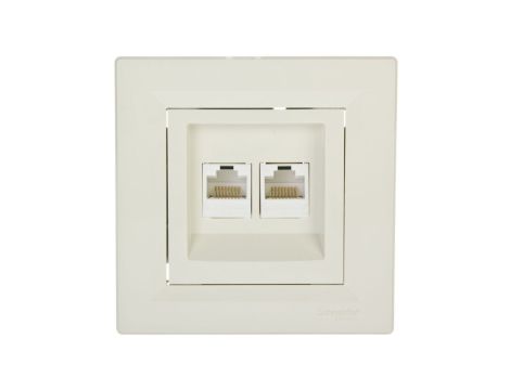 Gniazdo komputerowe Asfora podwójne 2xRJ45 kat.5e kremowe z ramką EPH4400123