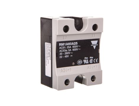 Przekaźnik półprzewodnikowy jednofazowy 42-660V AC 25A 20-280VAC/22-48VDC RM1A60A25