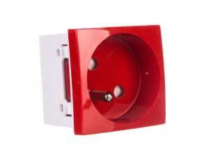 Gniazdo Z Uziemieniem Czerwone 45mmx45mm / 24546