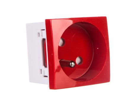 Gniazdo Z Uziemieniem Czerwone 45mmx45mm / 24546
