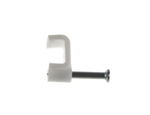 Uchwyt kabla płaski 8mm biały